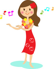 フラダンスをする女性