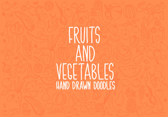 Hand drawn vegetables doodle sketch on white.