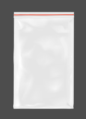 White empty plastic packaging with zipper