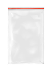 White empty plastic packaging with zipper