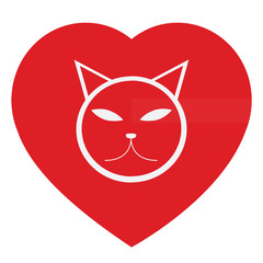 vector cat and heart shape
