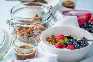 Breakfast - yogurt with berries and granola