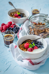 Breakfast - yogurt with berries and granola