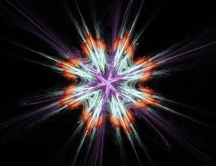 Abstract flowers on black background. Creative fractal design in