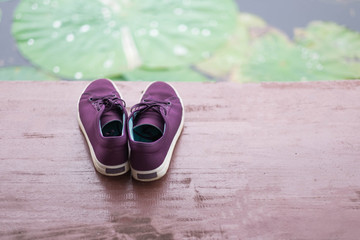 close up shoes on the floor