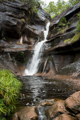 beautiful waterfall with dark toned, vignette corner