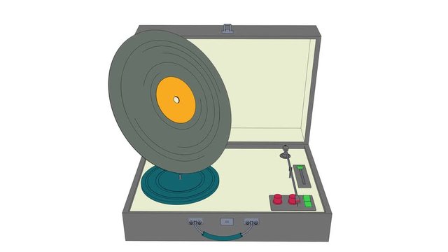 Old retro vinyl gramophone seamlees loopable 3d animation
