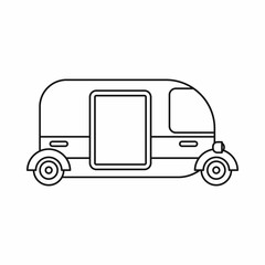 Thailand three wheel native taxi icon in outline style isolated vector illustration