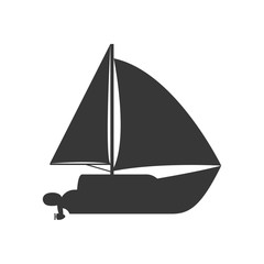 Transportation concept represented by sailboat silhouette icon. Isolated and flat illustration