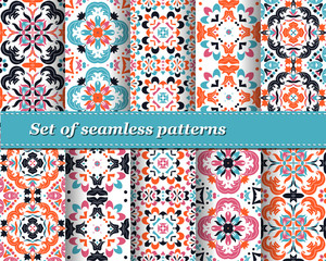 Mexican stylized talavera tiles seamless pattern. Background for design and fashion. Arabic, Indian patterns