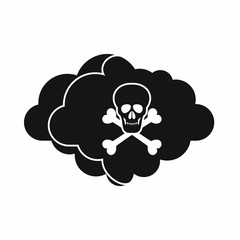 Cloud with skull and bones icon in simple style isolated vector illustration