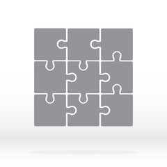 Simple icon puzzles in grey. Simple icon puzzle of the nine elements.