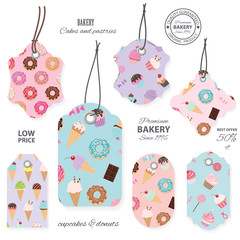Sweets tag labels. Patterns are full under clipping mask.