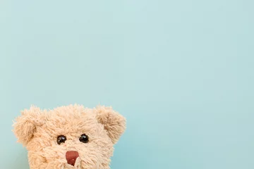 Fotobehang Teddy bear on pastel background © BK666