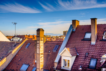 Row of town homes under pretty skies