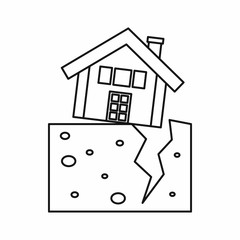 House after an earthquake icon in outline style isolated vector illustration