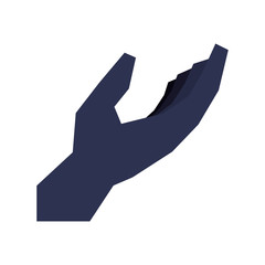Help gesture concept represented by human hand icon. Isolated and flat illustration.