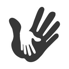 Help gesture concept represented by human hand silhouette icon. Isolated and flat illustration.