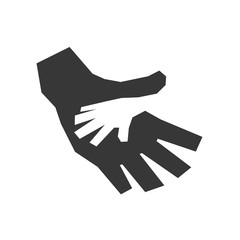 Help gesture concept represented by human hand silhouette icon. Isolated and flat illustration.