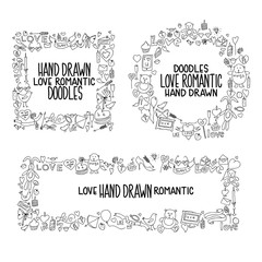 Hand drawn love doodle icons vector illustration.