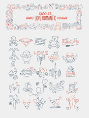 Hand drawn love doodle icons vector illustration.