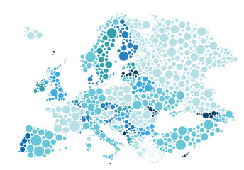 Vector illustration of political map of Europe designed with dif