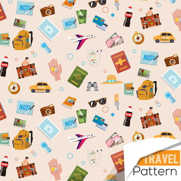 travel icons pattern - vector