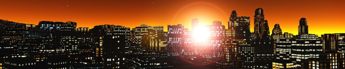 Fototapeta na wymiar Panorama of the city at night. 