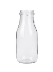 An empty vintage style glass milk bottle