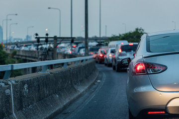 traffic jam on express way in rush hour