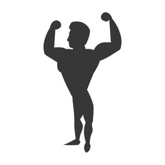 Healthy lifestyle and bodybuilder concept represented by Muscle man icon. Isolated and flat illustration