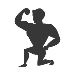 Healthy lifestyle and bodybuilder concept represented by Muscle man icon. Isolated and flat illustration