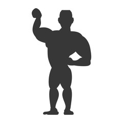 Healthy lifestyle and bodybuilder concept represented by Muscle man icon. Isolated and flat illustration