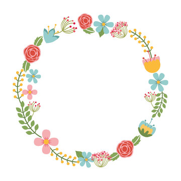 floral wreath isolated icon design