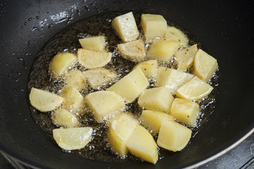 frying potatoes