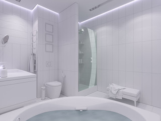 3d render interior design of a bathroom