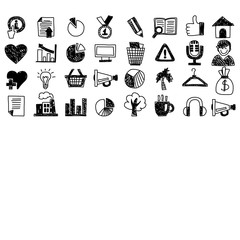 Business finance marketing internet shopping doodle icons