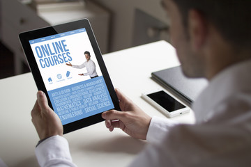 businessman online courses with tablet pc