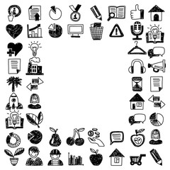 Business finance marketing internet shopping doodle icons