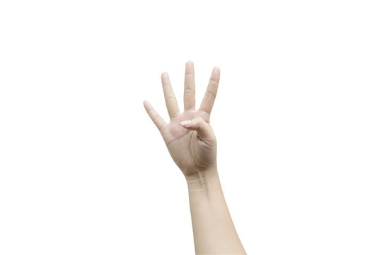 Four fingers isolated on white background. Clipping path