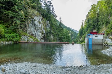 Micro hydro electric dam in Carpathian Mountains