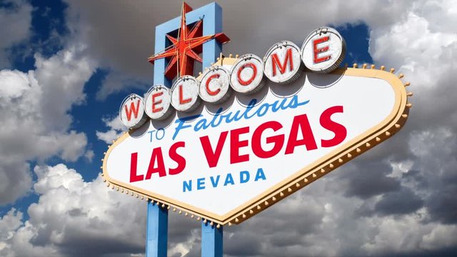 Welcome to fabulous Las Vegas sign with time lapse clouds and zoom.