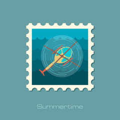 Helicopter stamp. Summer. Vacation