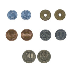yens coin isolated on white background