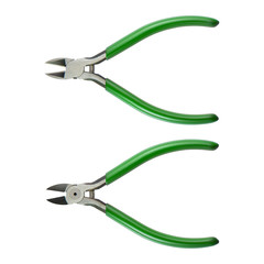 green combination cutting pliers isolated on white