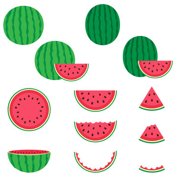 Watermelon vector icons set