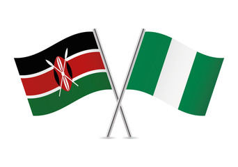 Kenyan and Nigerian flags. Vector illustration.
