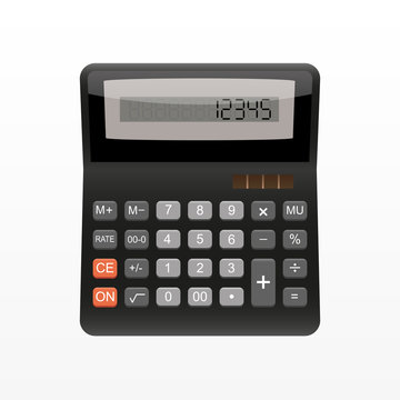 Realistic vector calculator, isolated on white