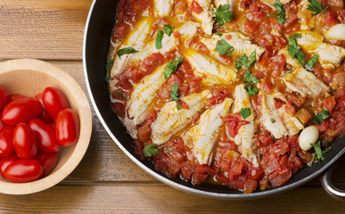 Hen of sea with tomatoes soup