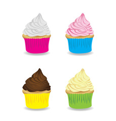 Set of cute vector cupcakes and muffins